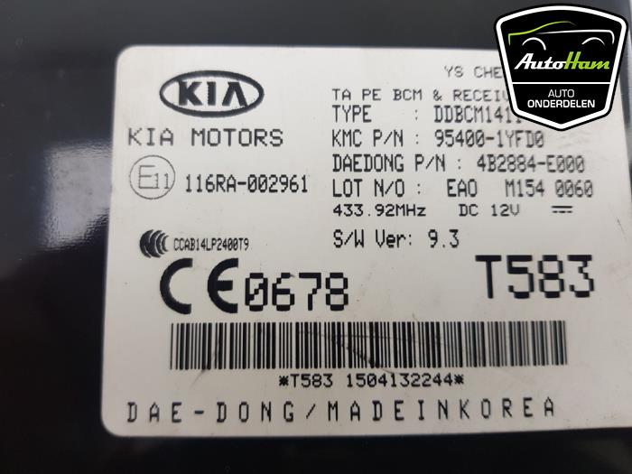 Ordenador body control de un Kia Picanto (TA) 1.2 16V 2016