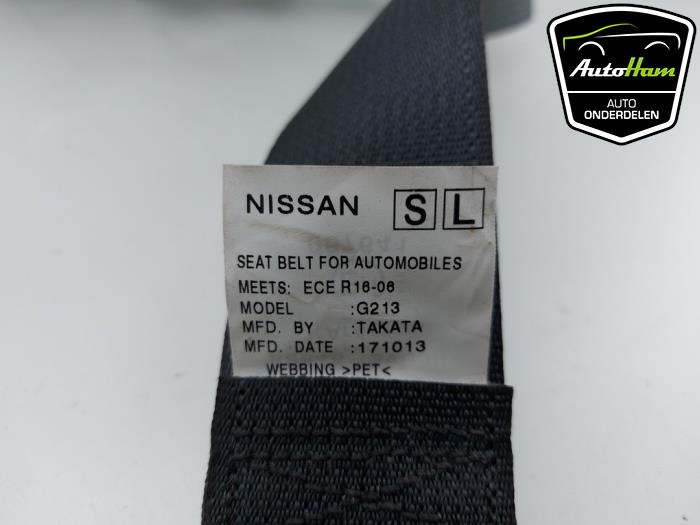 Rear seatbelt, left from a Nissan Note (E12) 1.2 68 2014