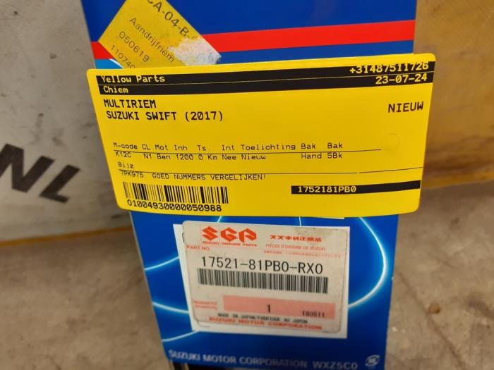 Usados Correa múltiple Suzuki Swift (ZC/ZD) 1.2 Dual Jet 16V Allgrip Precio € 15,73 IVA incluido ofrecido por Yellow Parts