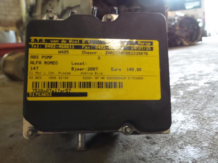 Gebrauchte ABS Pumpe Alfa Romeo 147 (937) 1.6 HP Twin Spark 16V Preis € 140,00 Margenregelung angeboten von A.T.S. van de Wiel