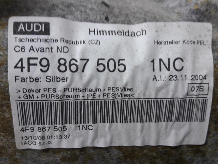 Tapizado superior de un Audi A6 Avant (C6) 2.4 V6 24V 2006
