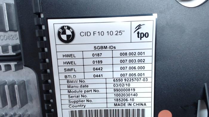 Affichage navigation d'un BMW 5 serie (F10) 525d 24V 2010
