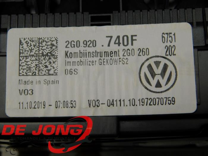 Compteur d'un Volkswagen Polo VI (AW1) 1.0 MPI 12V 2020