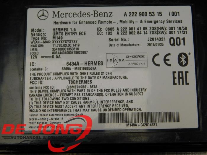 Module Bluetooth d'un Mercedes-Benz C (W205) C-200d 2.2 16V 2018