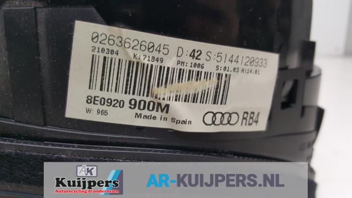 Compteur d'un Audi A4 Avant (B6) 1.9 TDI 100 2004