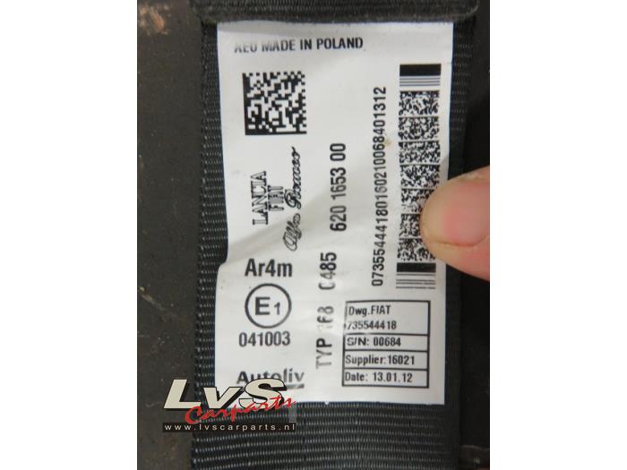 Pas bezpieczenstwa lewy tyl z Fiat Punto Evo (199) 0.9 TwinAir 2012