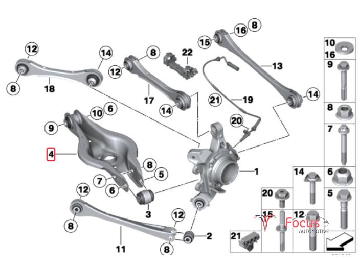 Bras de suspension bas arrière gauche d'un BMW 3 serie Touring (F31) 320d 2.0 16V Efficient Dynamics Edition 2014