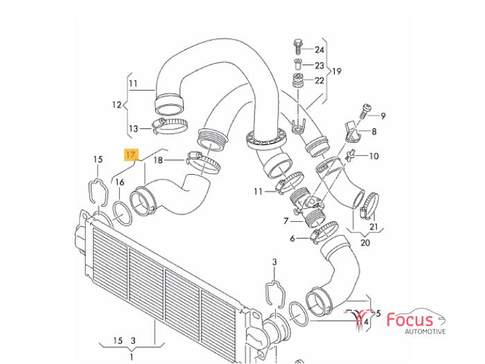 Intercooler hose Volkswagen Transporter T5 2.0 TDI DRF 7E0145709C CAAB
