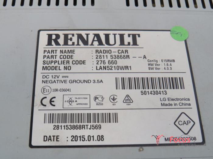 System nawigacji z Renault Clio IV Estate/Grandtour (7R) 1.5 Energy dCi 75 FAP 2015