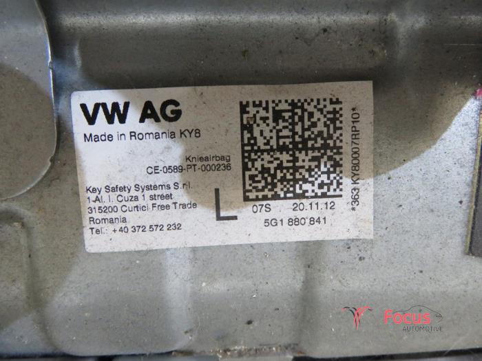 Juego y módulo de airbag de un Volkswagen Golf VII (AUA) 1.2 TSI BlueMotion 16V 2013