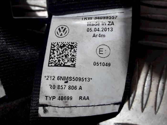 Ceinture de sécurité arrière droite d'un Volkswagen Polo V (6R) 1.2 12V 2013