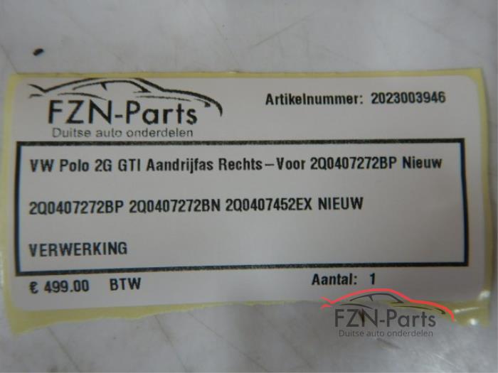 Front drive shaft, right Volkswagen Polo - 2Q0407272BP