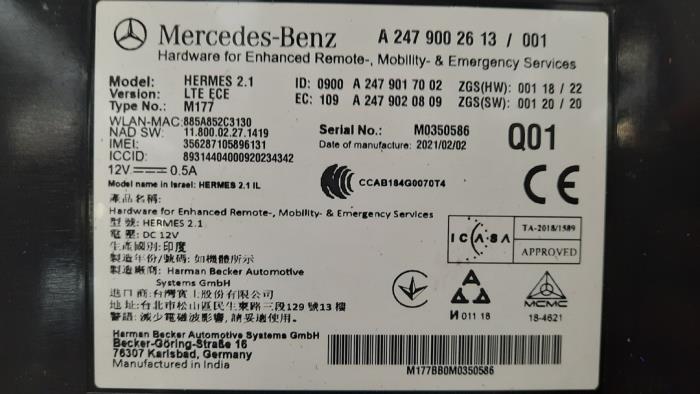 Communicatie module d'un Mercedes-Benz GLE (V167) 400d 2.9 4-Matic 2021