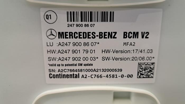 Ordenador body control de un Mercedes-Benz CLA (118.3) 1.3 CLA-250 e Turbo 16V 2020