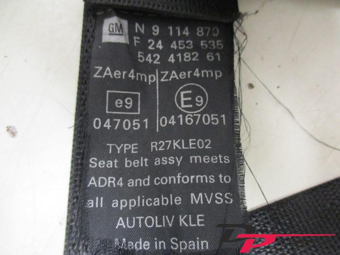 Cinturón de seguridad derecha delante de un Opel Combo (Corsa C) 1.7 DI 16V 2002