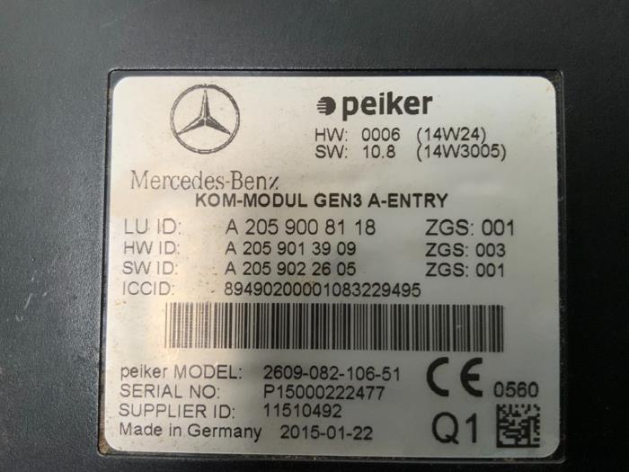 Módulo de teléfono de un Mercedes-Benz C Estate (S205) C-250 CDI BlueTEC, C-250 d 2.2 16V 2015