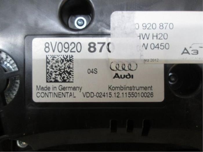 Panel de instrumentación de un Audi A3 (8V1/8VK)  2013