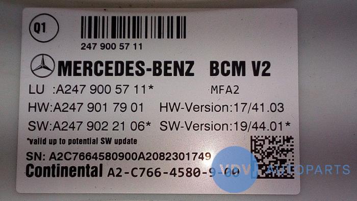Module confort d'un Mercedes-Benz B (W247) 1.3 B-180 Turbo 16V 2020