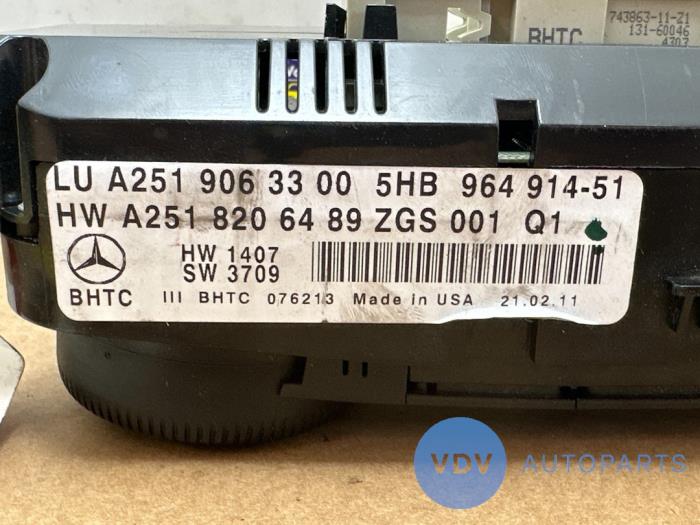 Panneau de commandes chauffage d'un Mercedes-Benz R (W251) 3.0 280 CDI 24V 4-Matic 2012