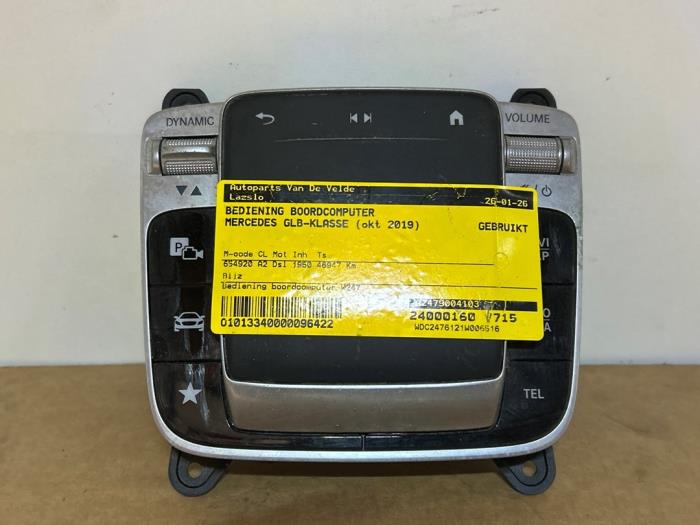 On-board computer controller Mercedes GLB (247.6), 2019 2.0 GLB-200d, SUV, Diesel, 1.950cc, 110kW (150pk), FWD, OM654920, 2019-08, 247.612 (Used)