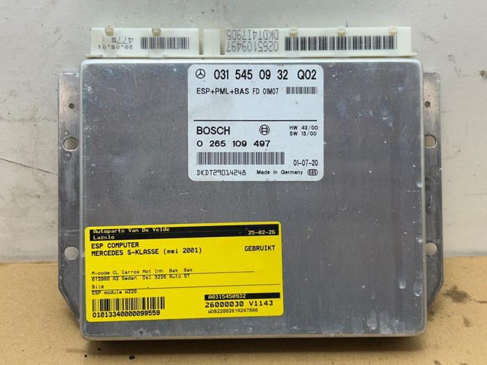 Used Esp computer Mercedes S (W220) 3.2 S-320 CDI 24V Price € 181,50 Inclusive VAT offered by Autoparts Van De Velde