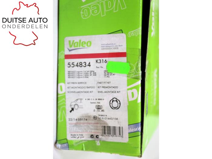 Ensemble patin frein d'un Renault Laguna I (B56) 1.8 1997