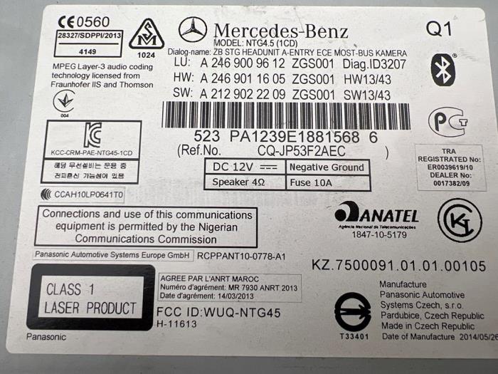 Système navigation d'un Mercedes-Benz B (W246,242) 1.6 B-200 BlueEFFICIENCY Turbo 16V 2014