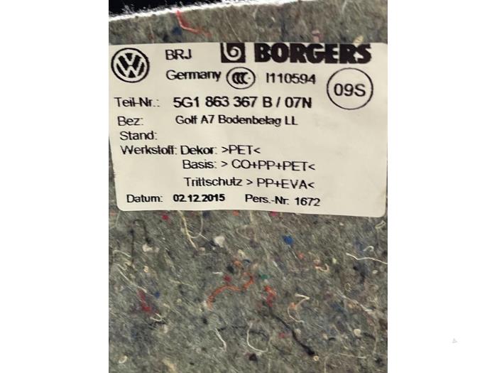 Revêtement sol d'un Volkswagen Golf VII (AUA) 1.4 GTE 16V 2016