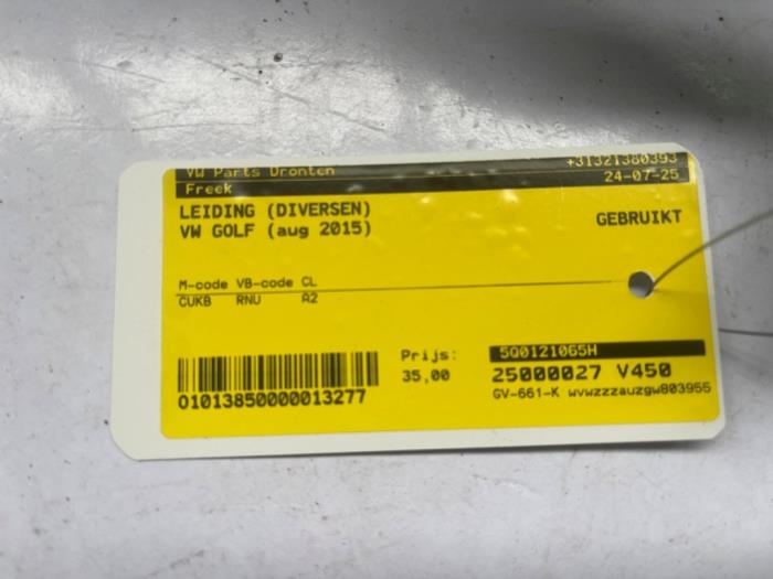 Usagé Conduit (divers) Volkswagen Golf VII (AUA) 1.4 GTE 16V Prix € 35,00 Règlement à la marge proposé par VW Parts Dronten