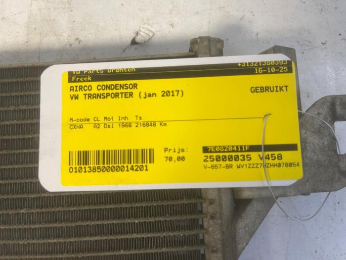 Gebrauchte Klima Kondensor Volkswagen Transporter T6 2.0 TDI 150 Preis € 70,00 Margenregelung angeboten von VW Parts Dronten
