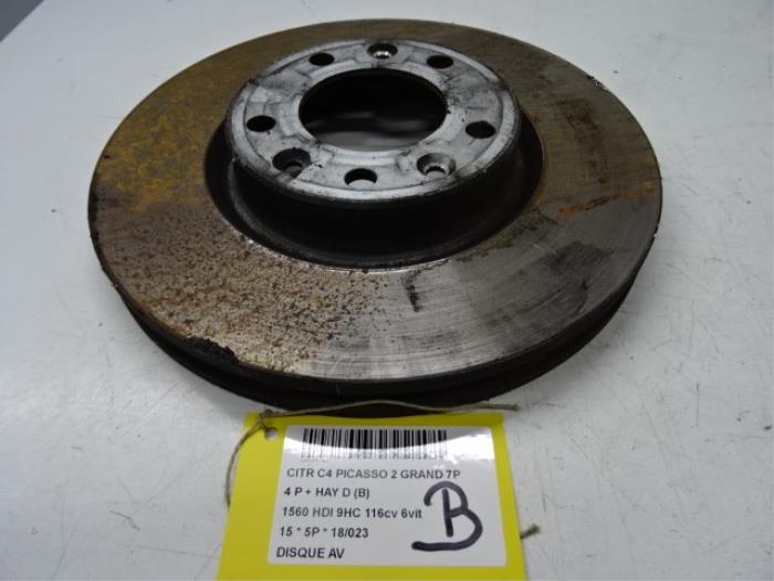 Front brake disc from a Citroën C4 Grand Picasso (3A) 1.6 HDiF, Blue HDi 115 2015