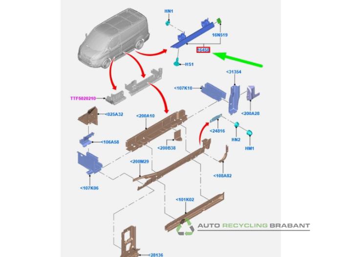 Używane Stopien prawy Ford Transit Custom Cena € 200,00 Z VAT oferowane przez Auto Recycling Brabant