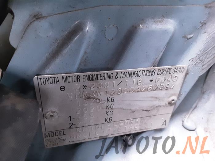 Toyota Yaris 1.0 16V VVT-i Samochód złomowany (2004, Niebieski)