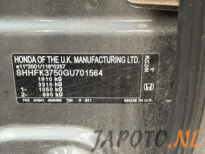 Honda Civic Tourer 1.6 i-DTEC Advanced 16V Skrotfordon (2017, GRIJS)