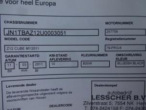 Nissan Cube 1.6 16V Épave (2011, Noir)