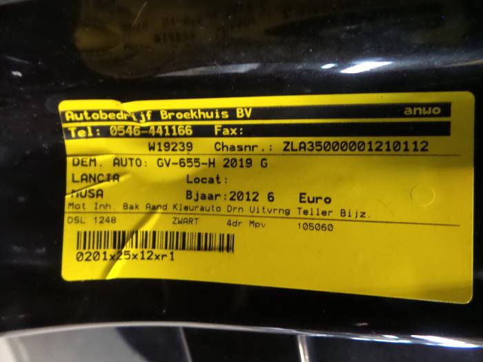 Lancia Musa 1.3 JTD Multijet 95 Samochód złomowany (2012, Czarny)