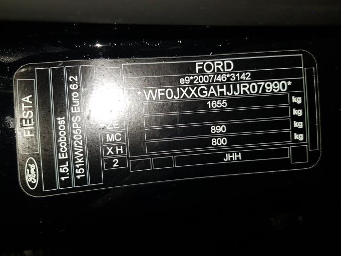 Ford Fiesta 7 1.5 EcoBoost 12V ST Vehículo de desguace (2019, Negro)