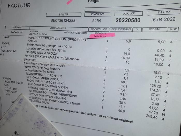 Volkswagen Polo V 1.2 12V Épave (2011, Métallisé, Noir)